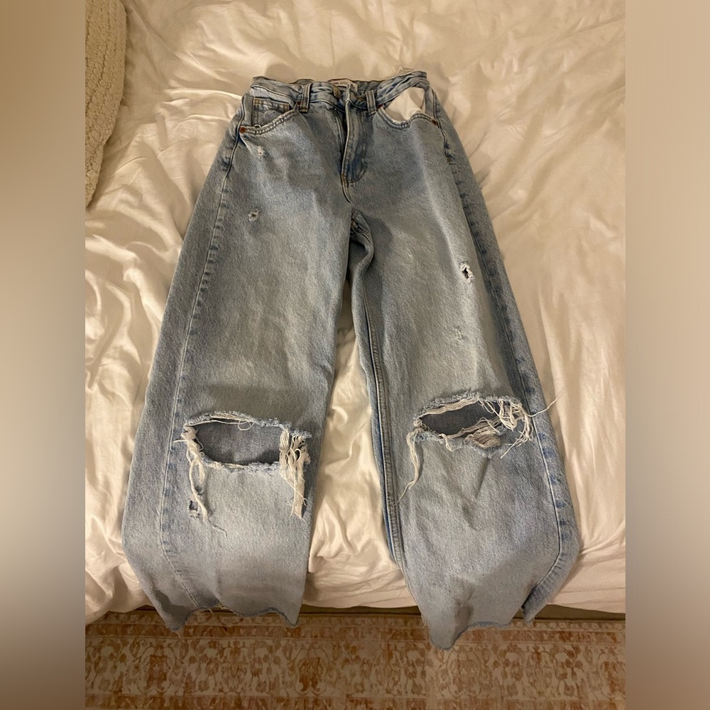 Zara High Rise Ripped Jeans
